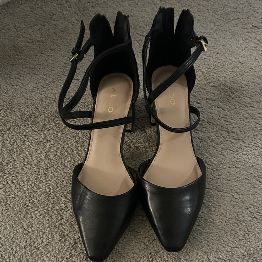 Aldo Black Strappy Heels